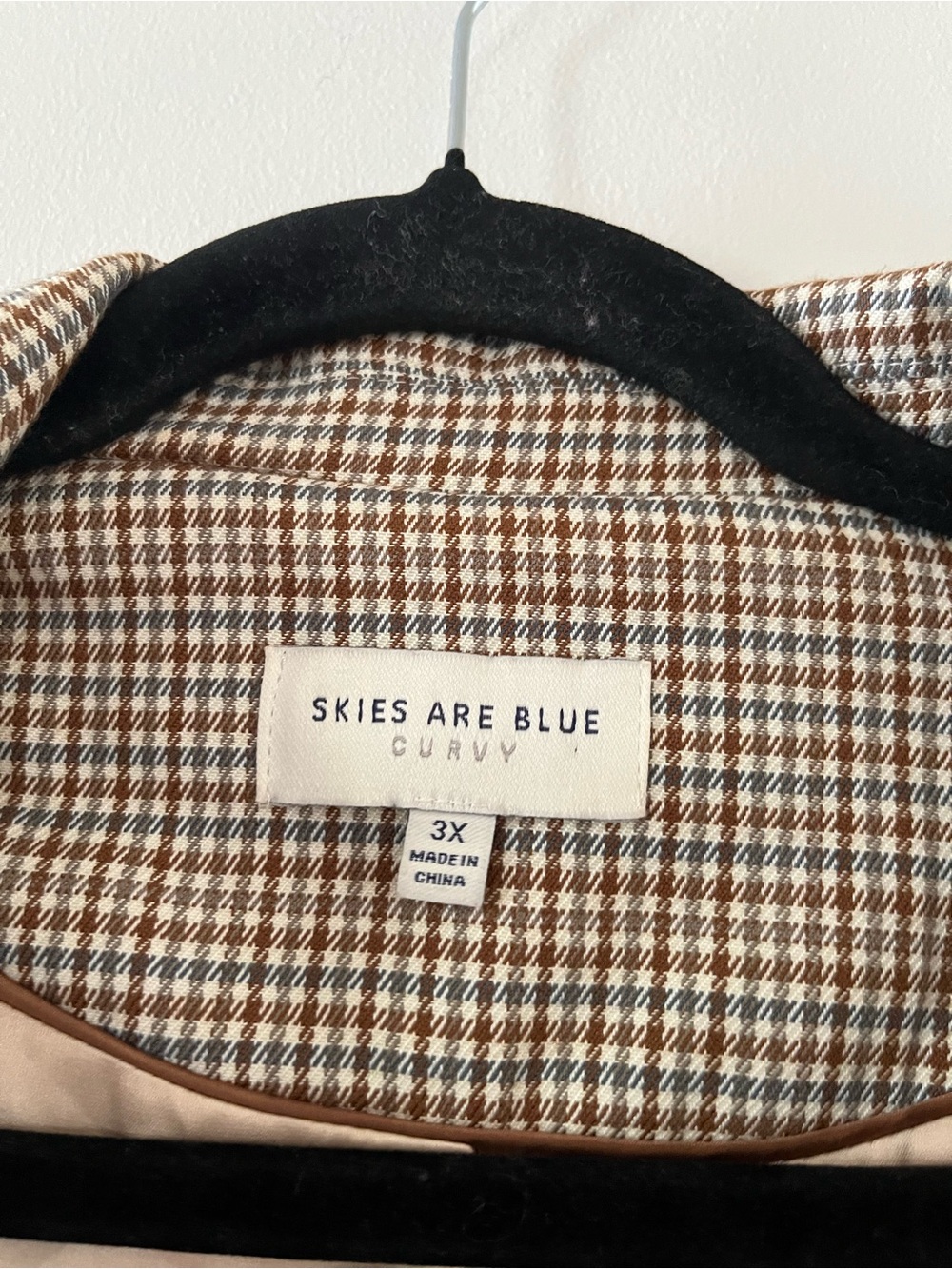Skies are Blue Curvy Brown Houndstooth Plaid Blazer 3X Oversized Academia Preppy - Picture 2 of 7